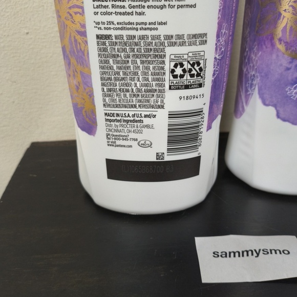 Pantene Essential Oils Moisturizing Shampoo Lavender Oil & Basil 38.2 Oz x2 - Picture 4 of 4